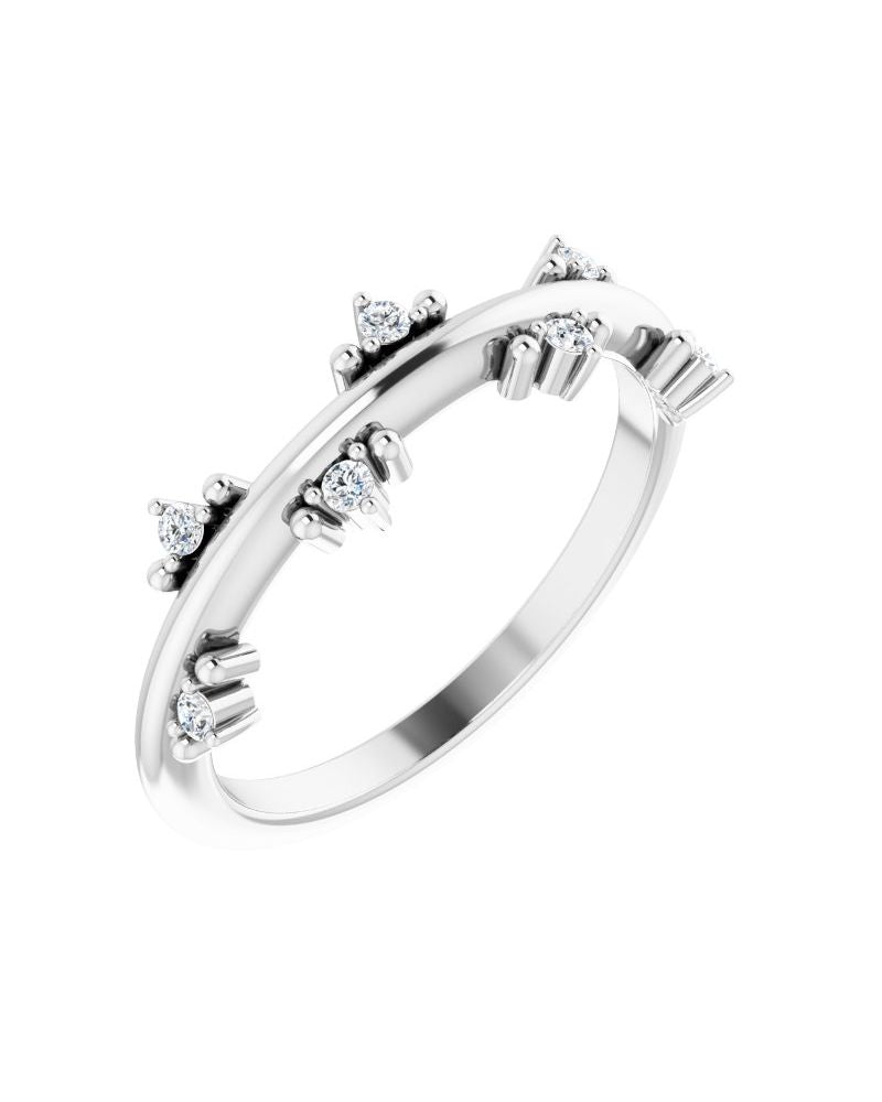 Anel Cravejado Empilhável em Ouro 14k com Diamantes Naturais – Modelo 15