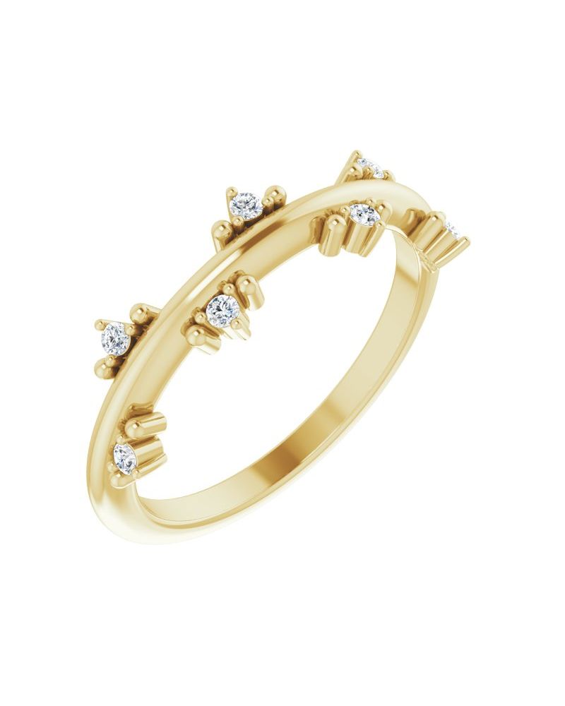 Anel Cravejado Empilhável em Ouro 14k com Diamantes Naturais – Modelo 15