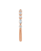 Anel Meia Aliança em Ouro 14k com Diamantes Navete e Brilhante – Rosé 14k