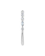 Anel Meia Aliança em Ouro 14k com Diamantes Navete e Brilhante – Branco 14k