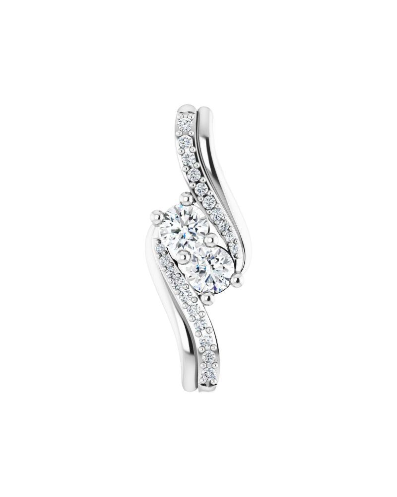 Pingente Duas Pedras em Ouro 14k com Diamantes Naturais – Modelo 2