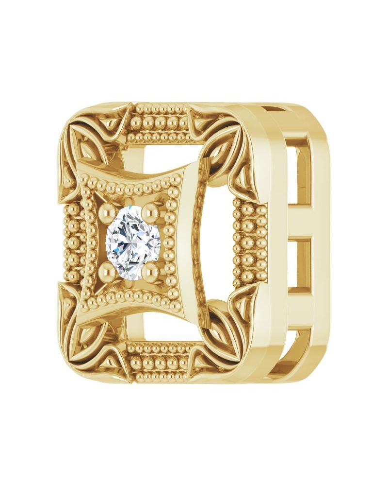 Pingente Passante Vintage em Ouro 14k com Diamantes Naturais