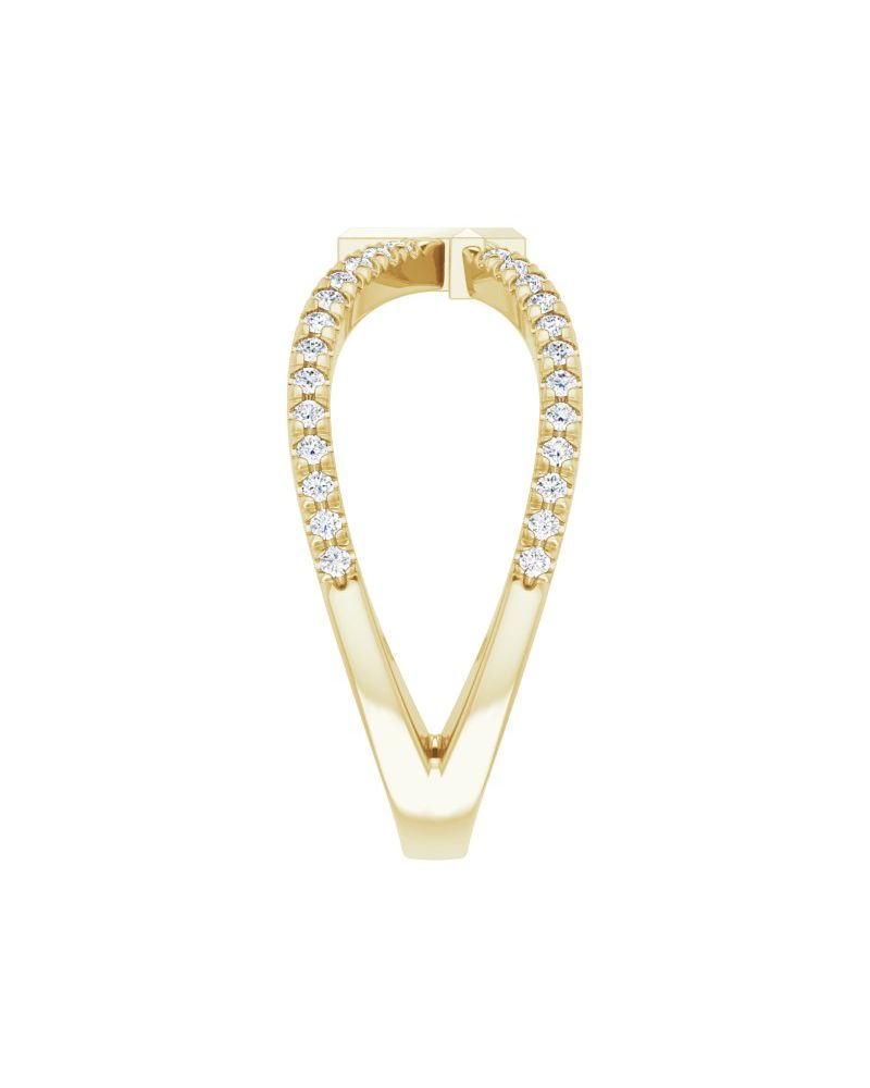 Anel Cruz com Cravação Francesa em Ouro 14k com Diamantes Naturais