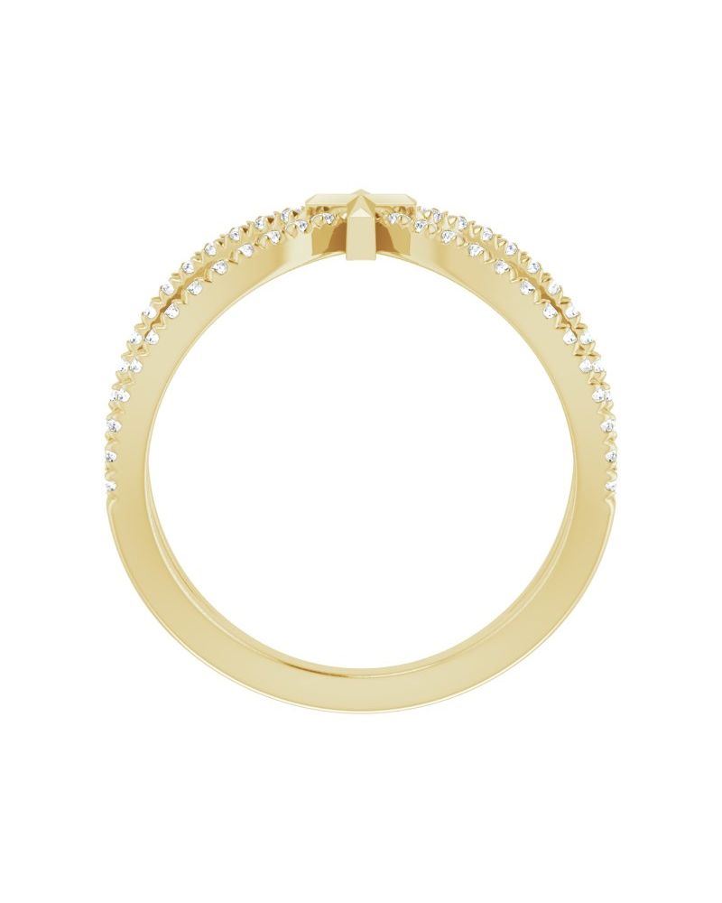 Anel Cruz com Cravação Francesa em Ouro 14k com Diamantes Naturais