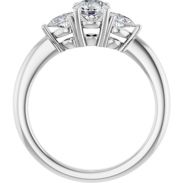 Três Pedras – Ouro Branco 14k – vista frontal