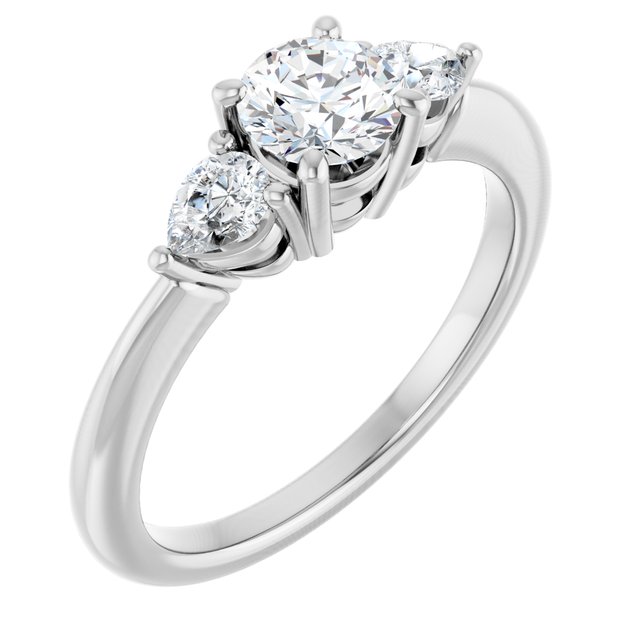 Anel de Noivado Três Pedras – Branco 14k