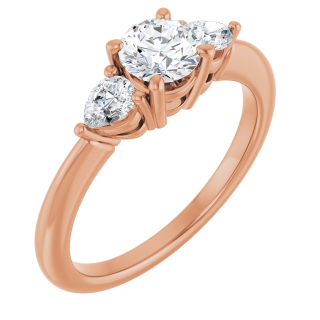 Anel de Noivado Três Pedras – Rosé 14k