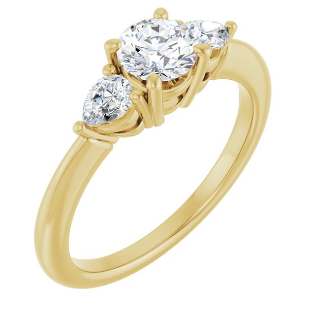 Anel de Noivado Três Pedras – Amarelo 14k