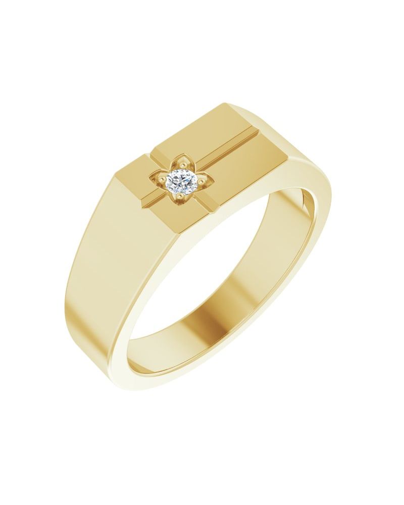 Anel Cruz em Ouro 14k com Diamantes Naturais