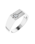 Anel Cruz em Ouro 14k com Diamantes Naturais