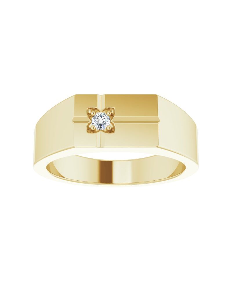 Anel Cruz em Ouro 14k com Diamantes Naturais
