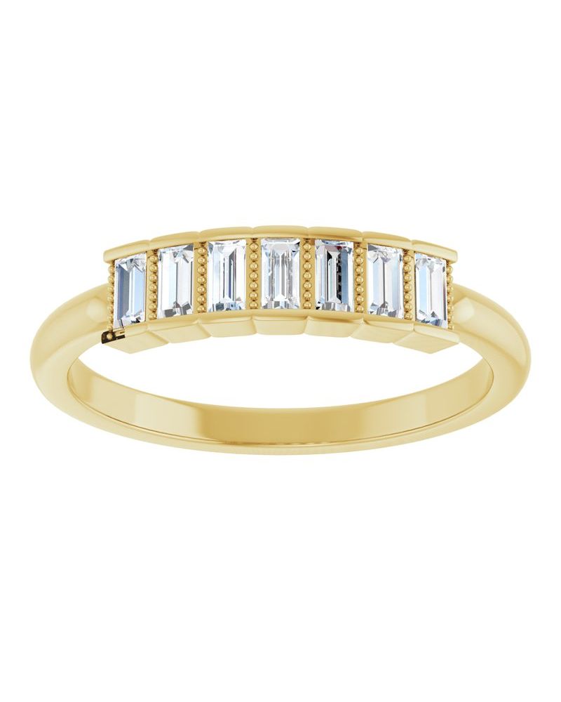 Anel Bolinhas Sete Pedras Empilhável em Ouro 14k com Diamantes Naturais