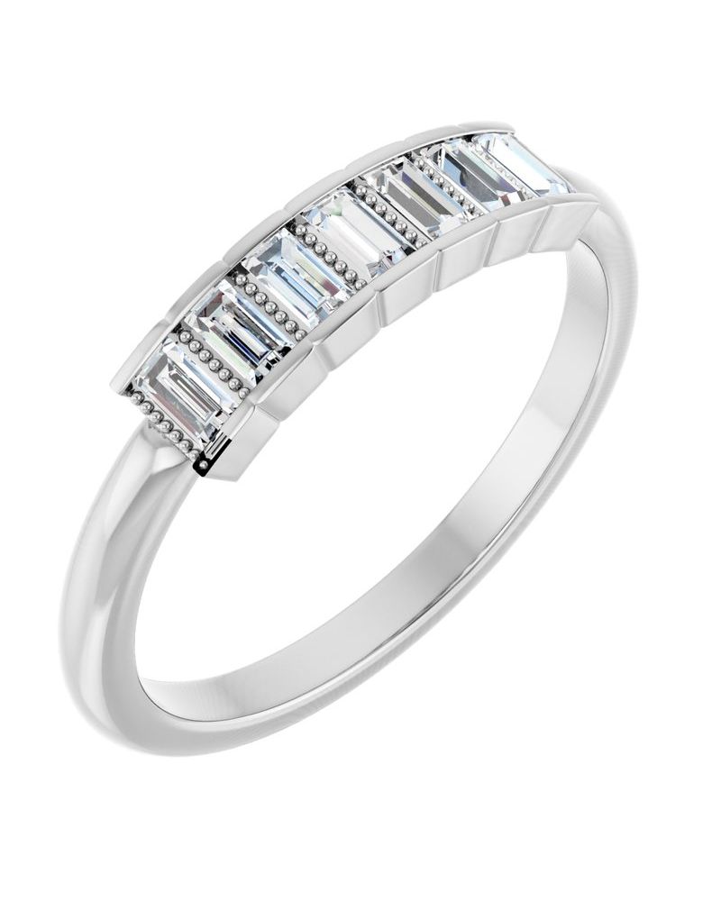Anel Bolinhas Sete Pedras Empilhável em Ouro 14k com Diamantes Naturais