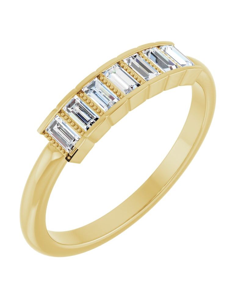 Anel Bolinhas Sete Pedras Empilhável em Ouro 14k com Diamantes Naturais