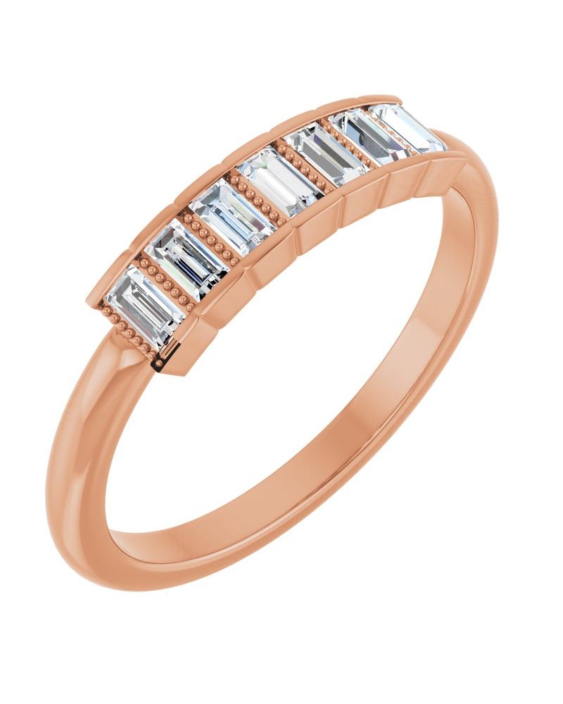 Anel Bolinhas Sete Pedras Empilhável em Ouro 14k com Diamantes Naturais