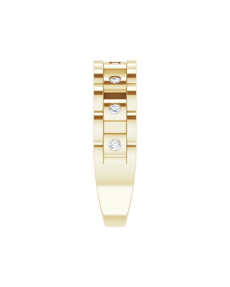 Anel Elos de Corrente Cravejado em Ouro 14k com Diamantes Naturais