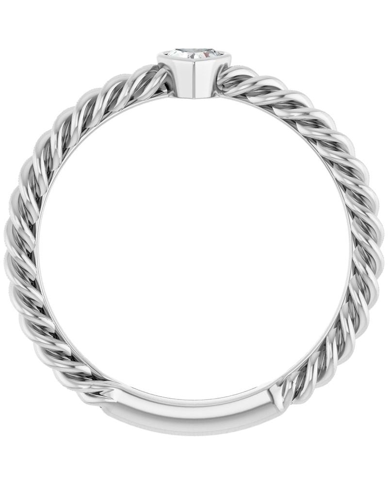 Anel Coração Torcido Empilhável com Cravação Bezel em Ouro 14k com Diamantes Naturais