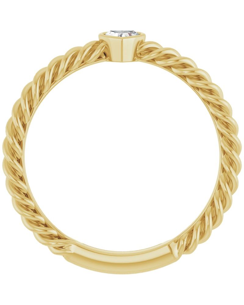 Anel Coração Torcido Empilhável com Cravação Bezel em Ouro 14k com Diamantes Naturais
