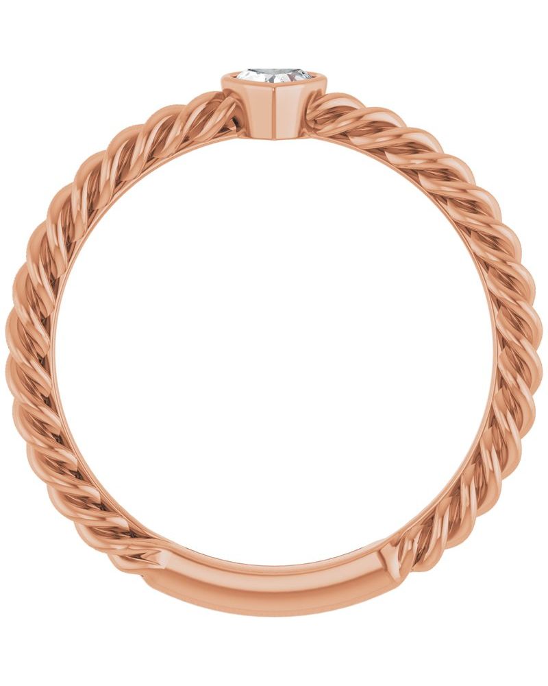 Anel Coração Torcido Empilhável com Cravação Bezel em Ouro 14k com Diamantes Naturais