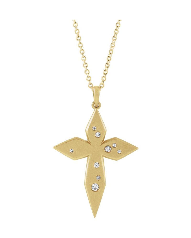 Colar Cruz Cravejado em Ouro 14k com Diamantes Naturais – Modelo 18