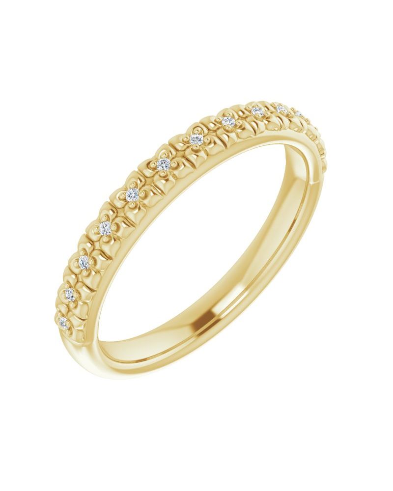 Anel Cravejado Empilhável em Ouro 14k com Diamantes Naturais – Modelo 14
