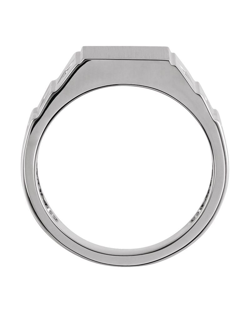 Anel Geométrico Chevalier em Ouro 14k com Diamantes Negros