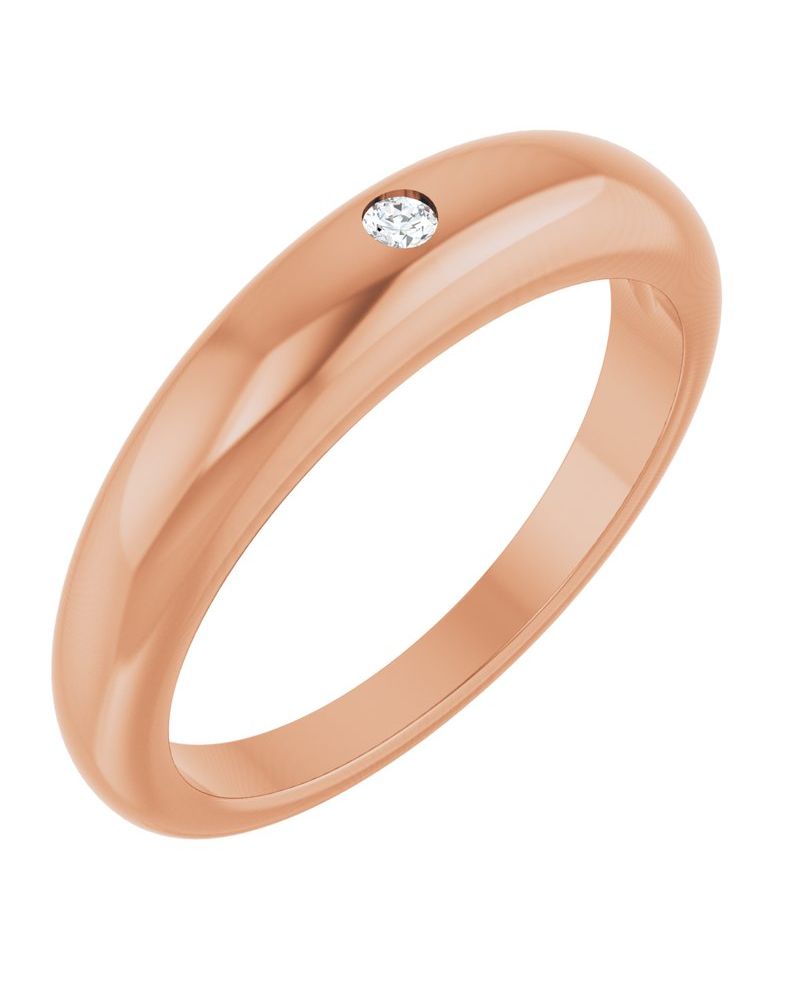 Anel Abaulado Delicado em Ouro 14k com Diamantes Naturais