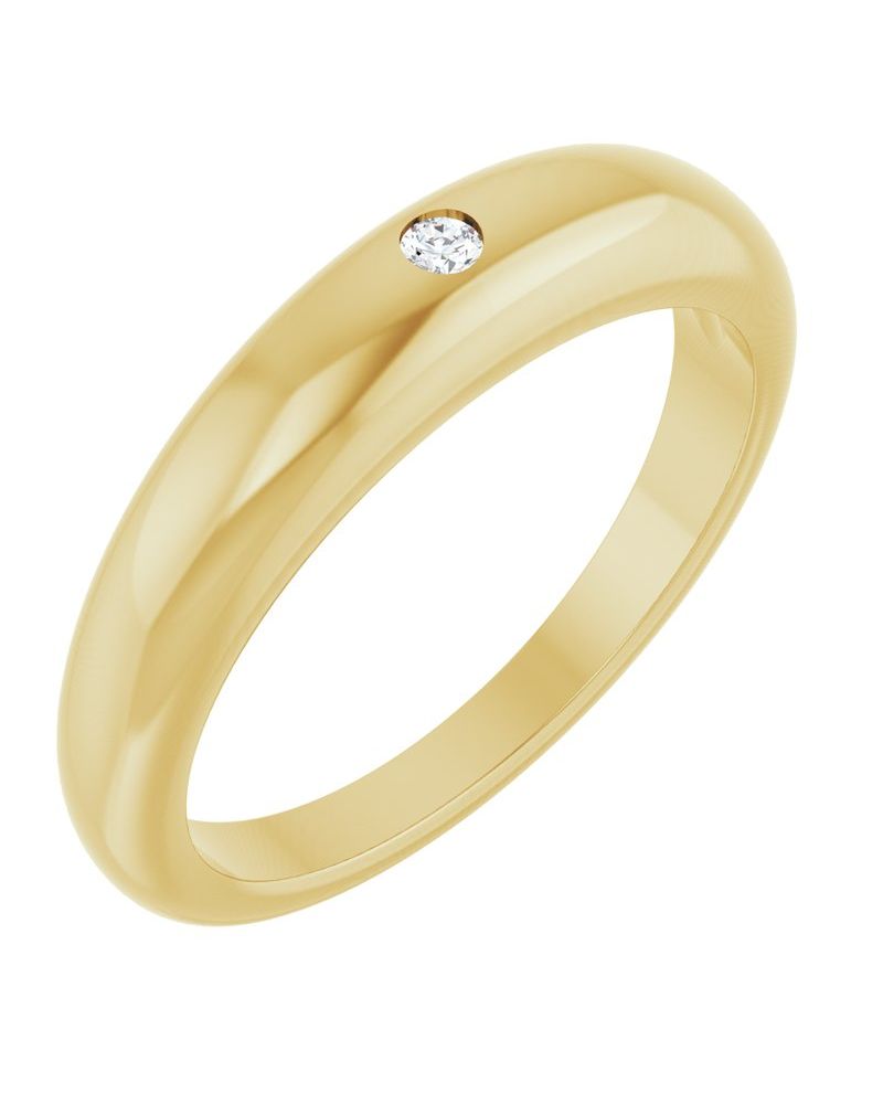 Anel Abaulado Delicado em Ouro 14k com Diamantes Naturais