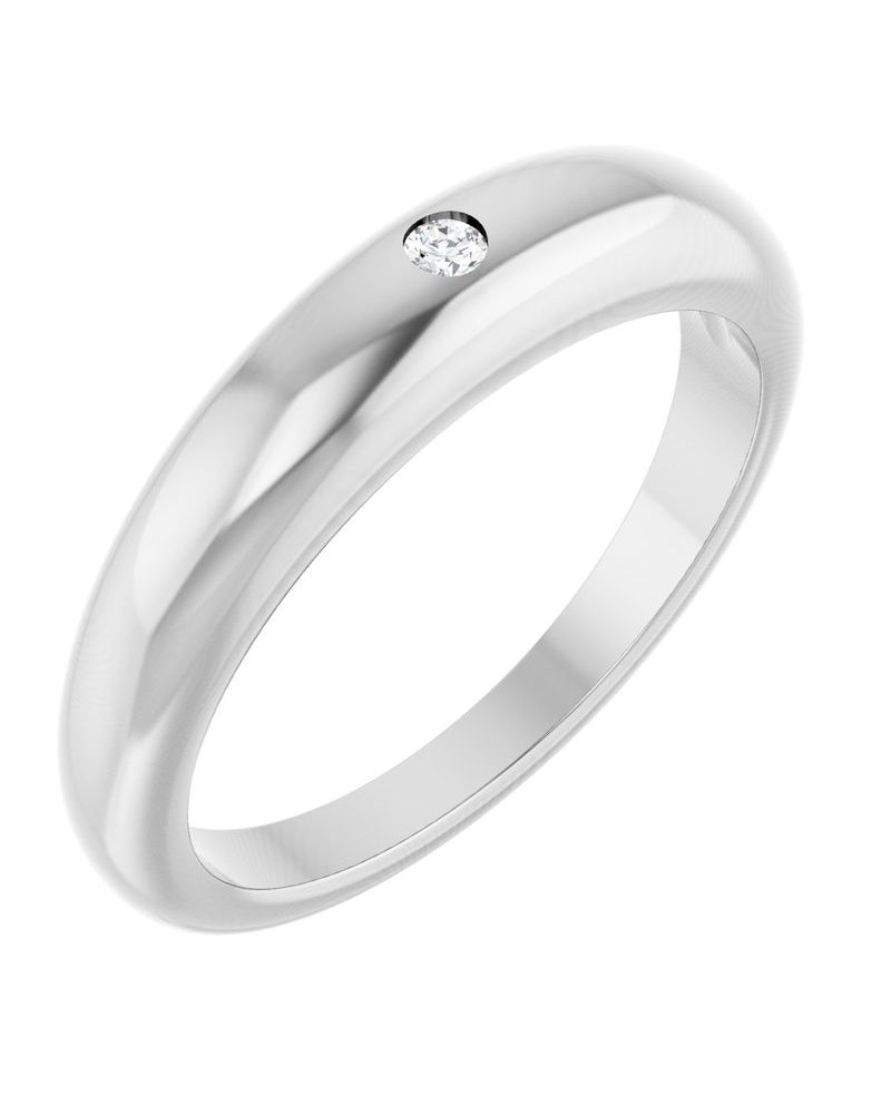 Anel Abaulado Delicado em Ouro 14k com Diamantes Naturais