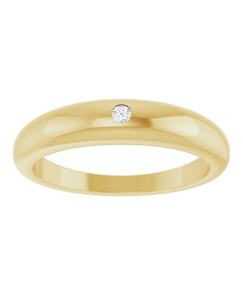 Anel Abaulado Delicado em Ouro 14k com Diamantes Naturais