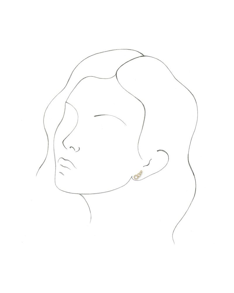 Brinco Ear Climber Geométrico Cravejado em Ouro 14k com Diamantes Naturais
