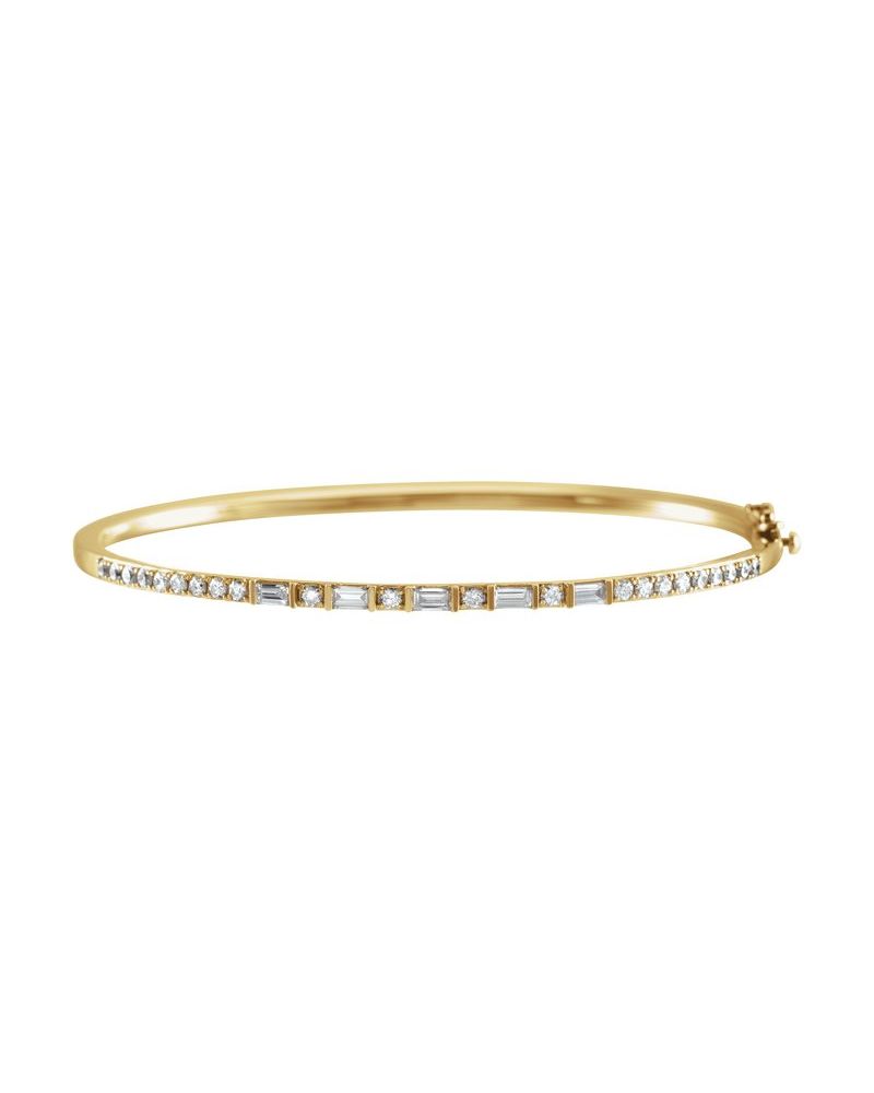 Bracelete Rígido Cravejado em Ouro 14k com Diamantes Naturais – Modelo 3