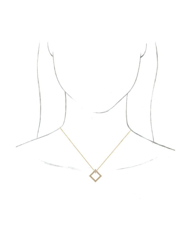 Colar Geométrico Cravejado em Ouro 14k com Diamantes Naturais