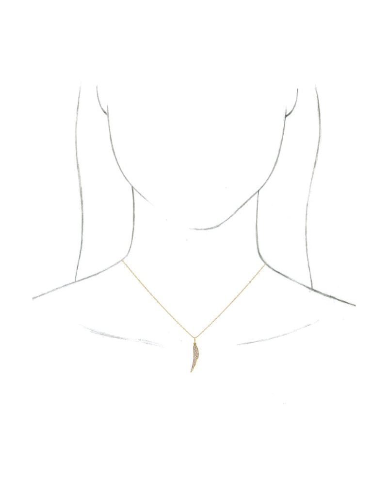 Colar Pena em Ouro 14k com Diamantes Naturais