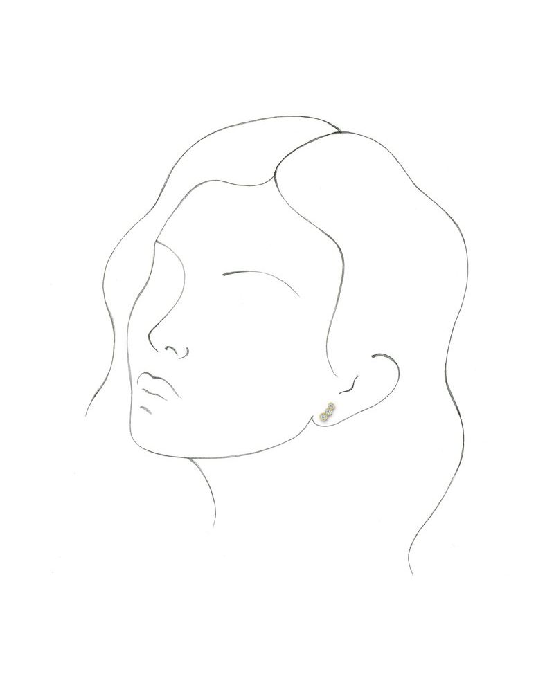 Brinco Ear Climber Três Pedras em Ouro 14k com Diamantes Naturais