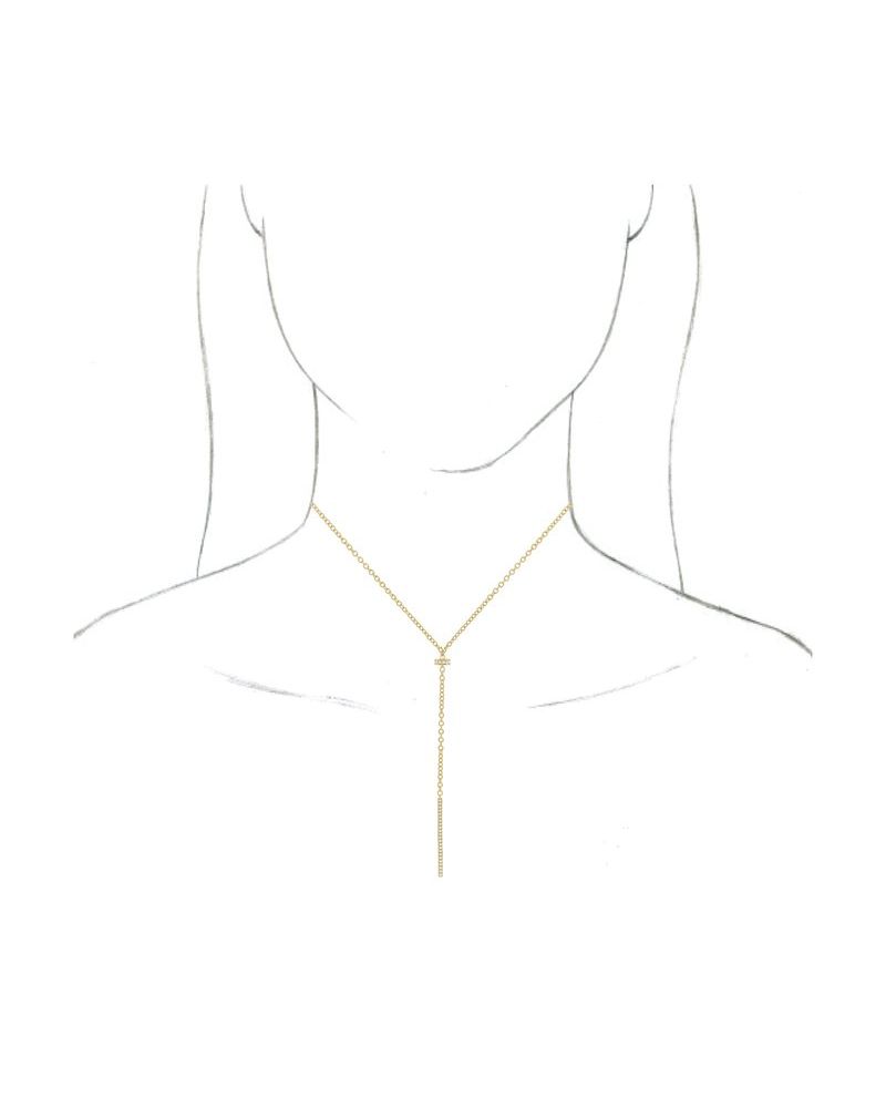 Colar Barra Y em Ouro 14k com Diamantes Naturais – Modelo 7