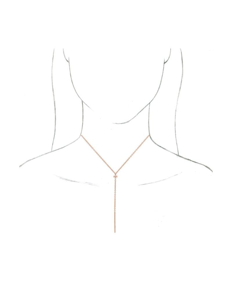 Colar Barra Y em Ouro 14k com Diamantes Naturais – Modelo 7