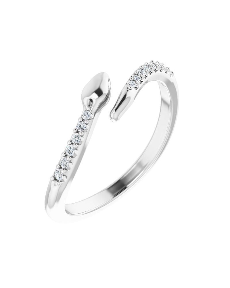 Anel Cobra Bypass em Ouro 14k com Diamantes Naturais