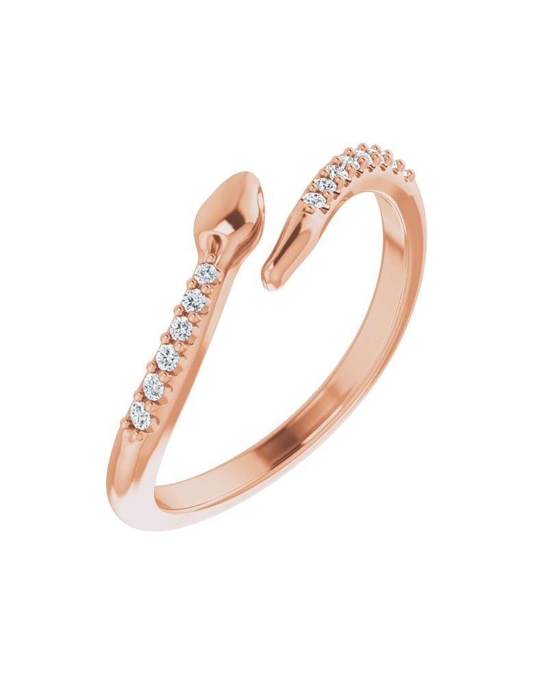 Anel Cobra Bypass em Ouro 14k com Diamantes Naturais