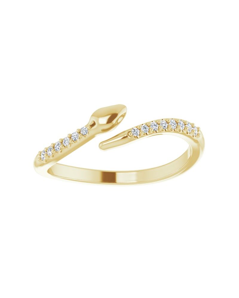Anel Cobra Bypass em Ouro 14k com Diamantes Naturais