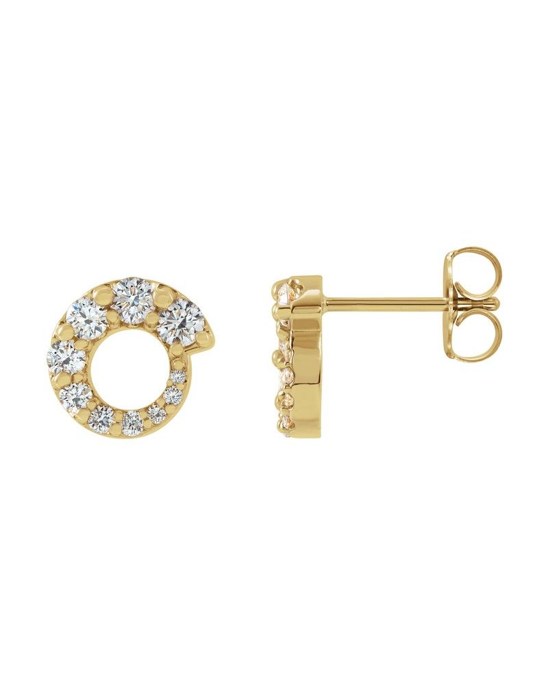 Brinco Círculo Degradê em Ouro 14k com Diamantes Naturais
