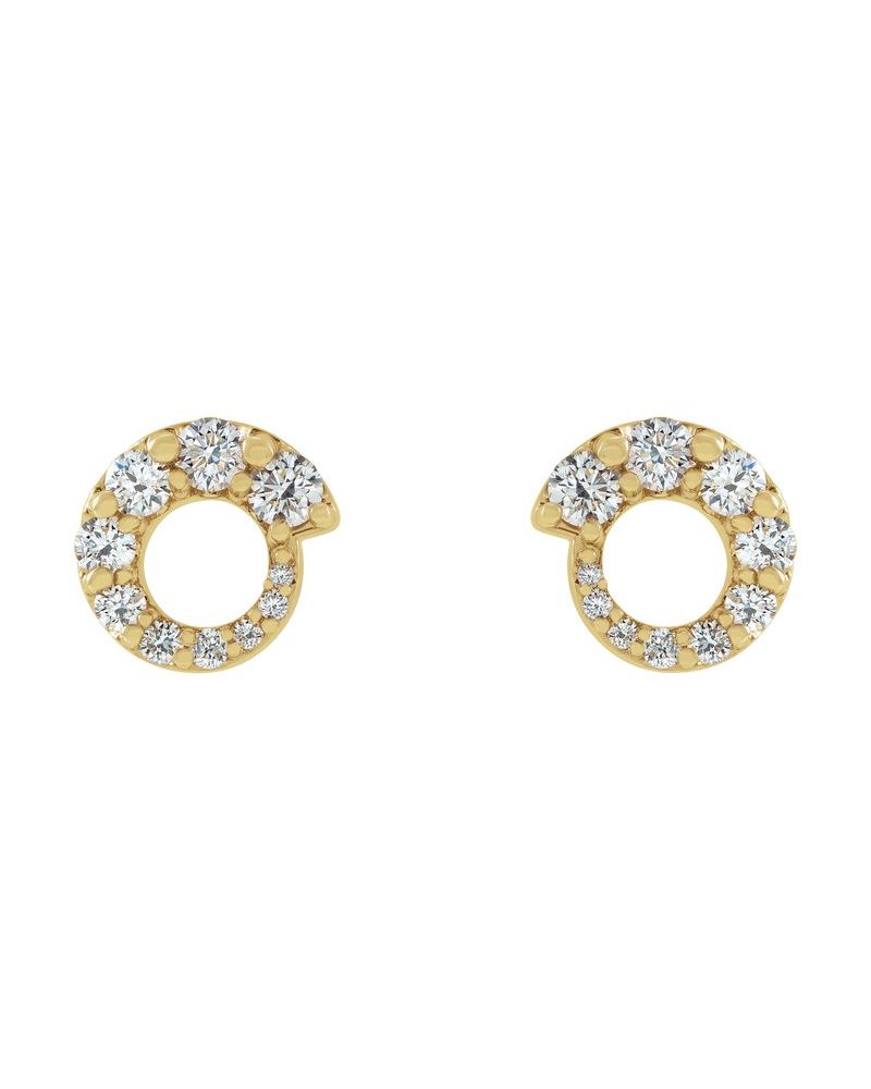 Brinco Círculo Degradê em Ouro 14k com Diamantes Naturais