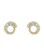 Brinco Círculo Degradê em Ouro 14k com Diamantes Naturais