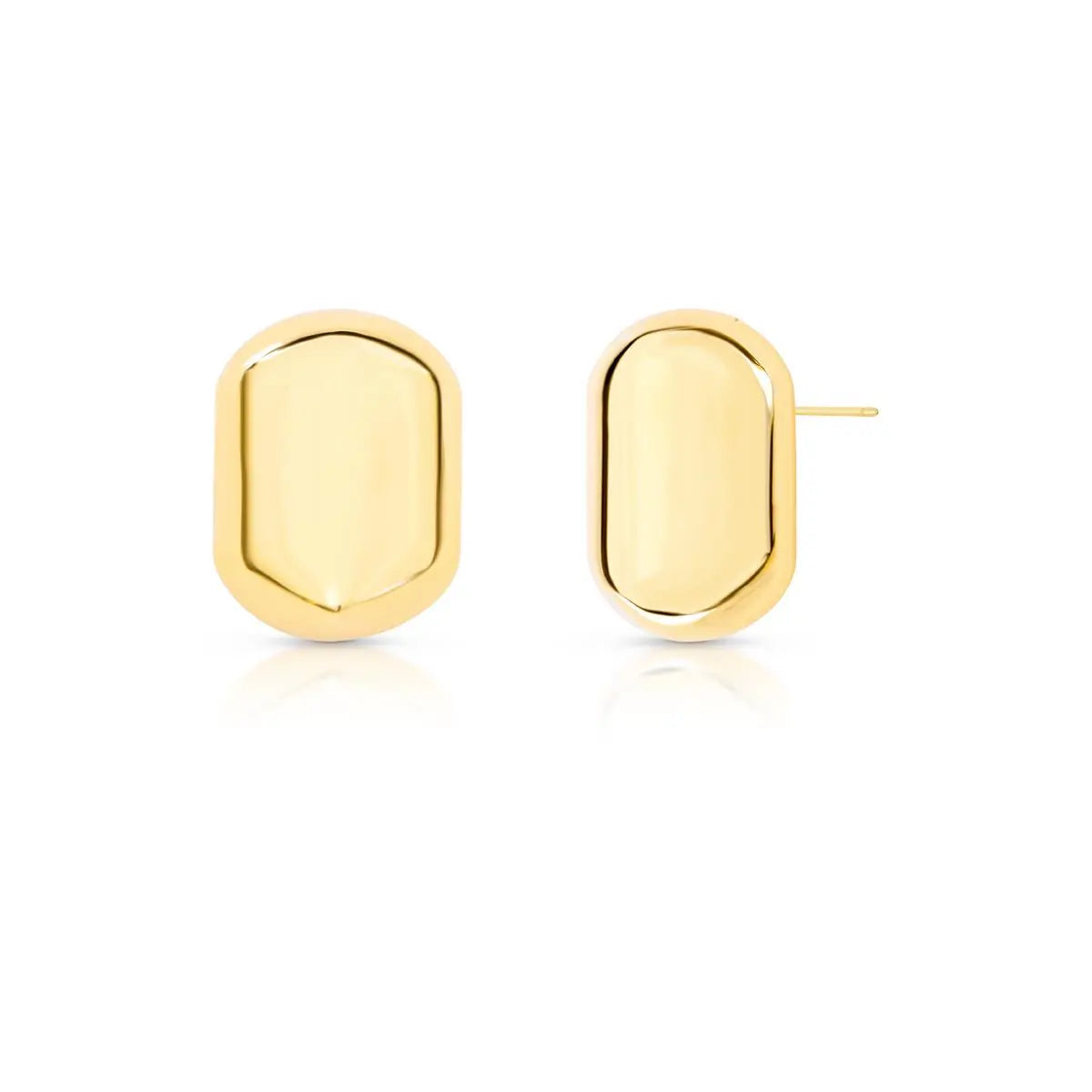 Brinco Folheado a Ouro Oval Abaulado Liso