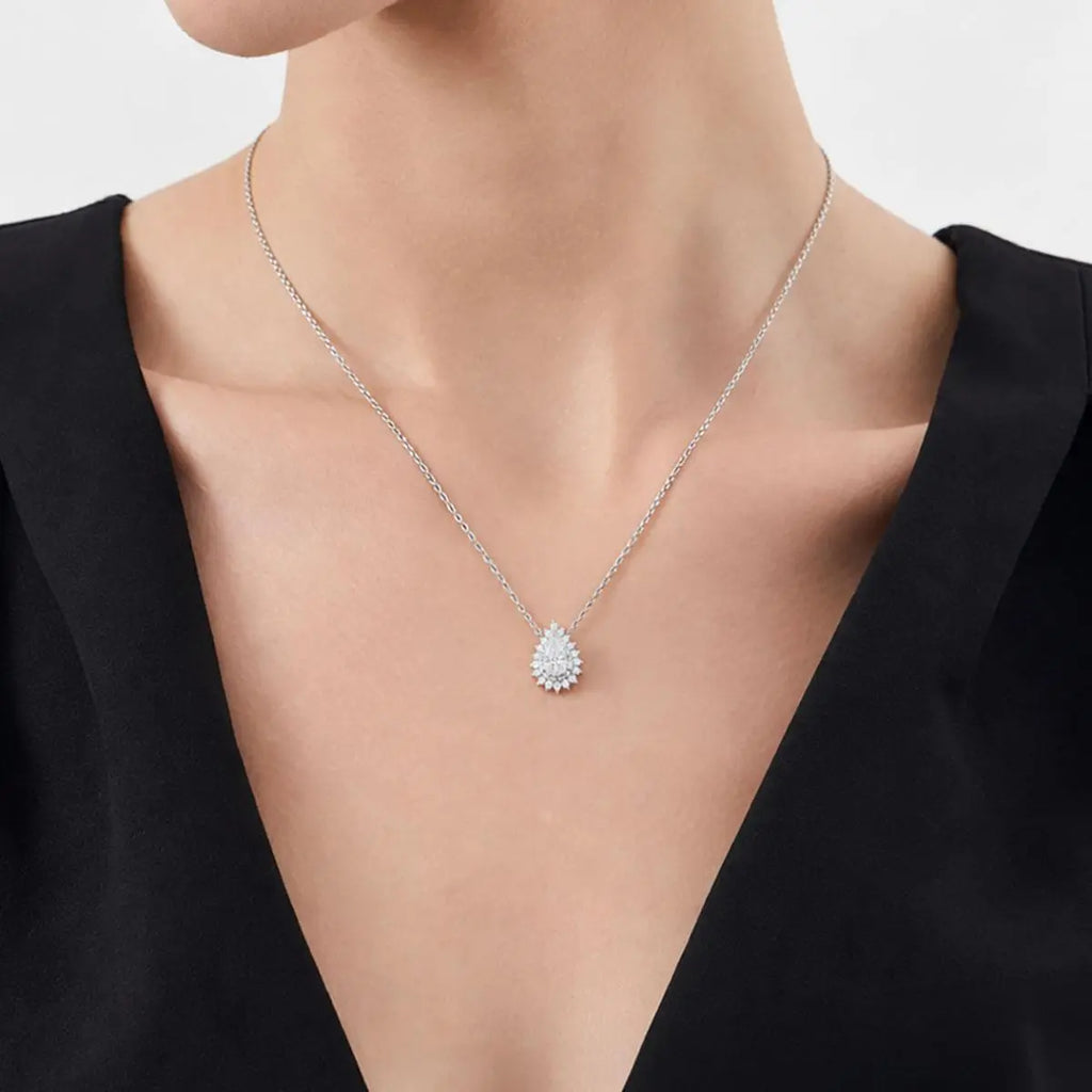 Colar de Prata 925 de Gota em Pedras Moissanites