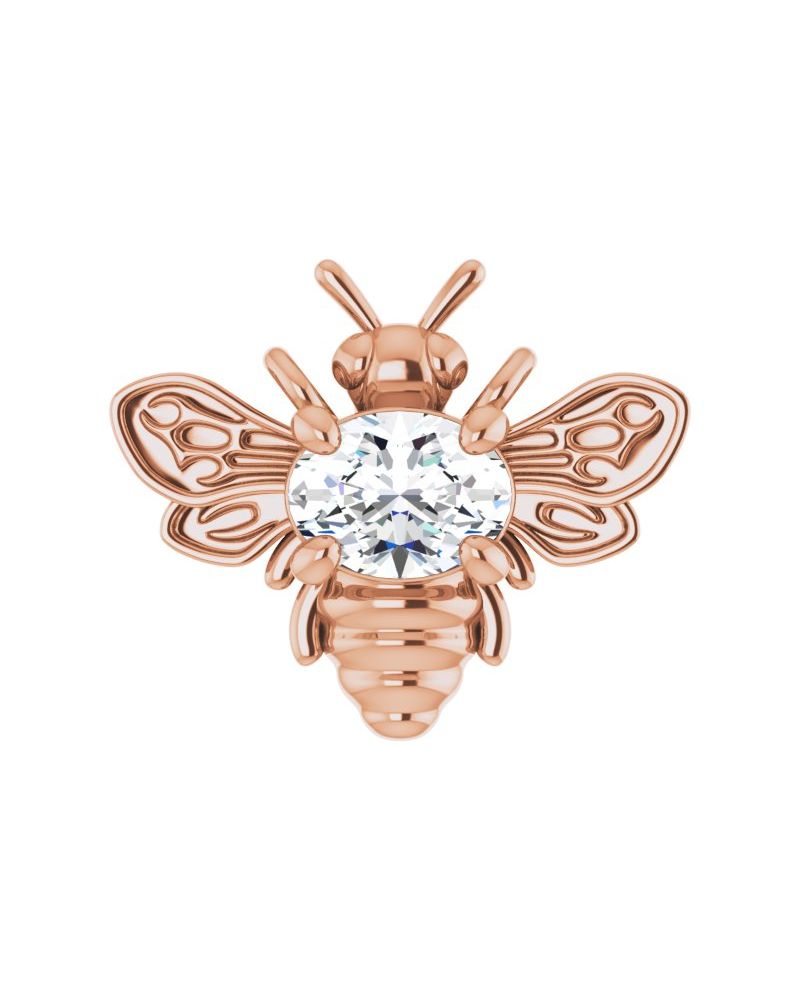 Colar Abelha em Ouro 14k com Diamantes de Laboratório