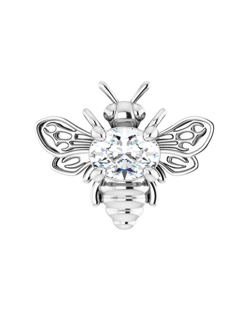 Colar Abelha em Ouro 14k com Diamantes de Laboratório