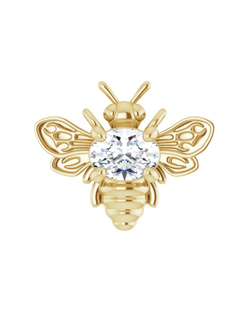 Colar Abelha em Ouro 14k com Diamantes de Laboratório