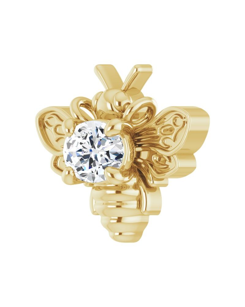 Colar Abelha em Ouro 14k com Diamantes de Laboratório