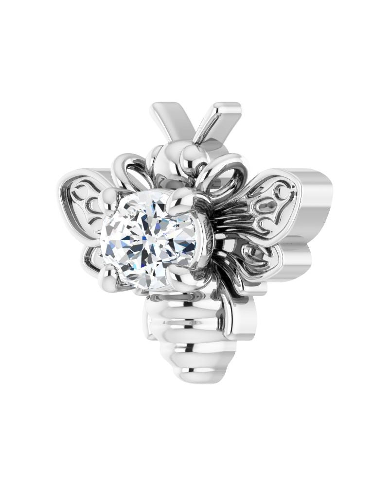 Colar Abelha em Ouro 14k com Diamantes de Laboratório